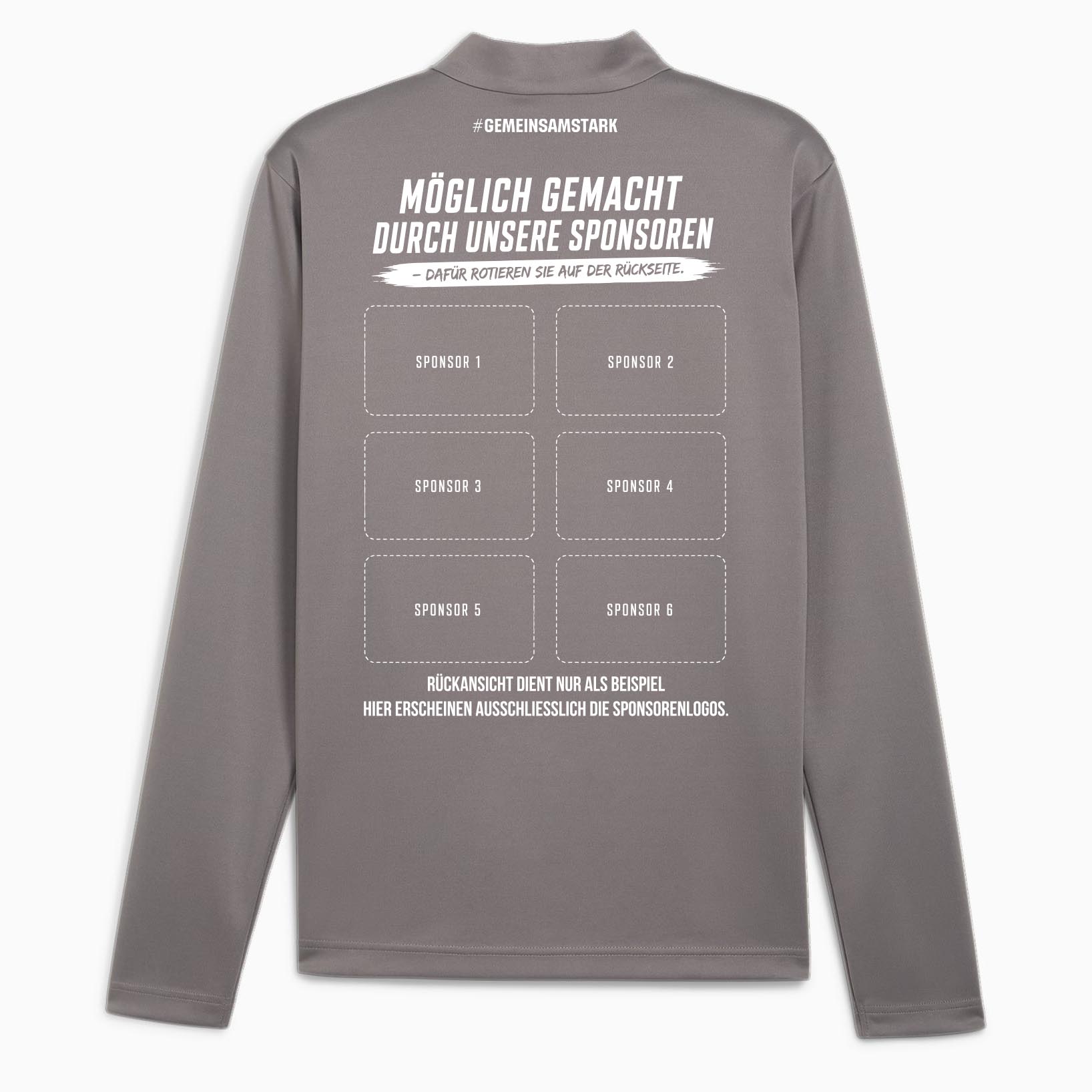 PUMA teamGOAL Training 1/4 Zip Top Cast Iron – Rückansicht (Sponsorenfläche)