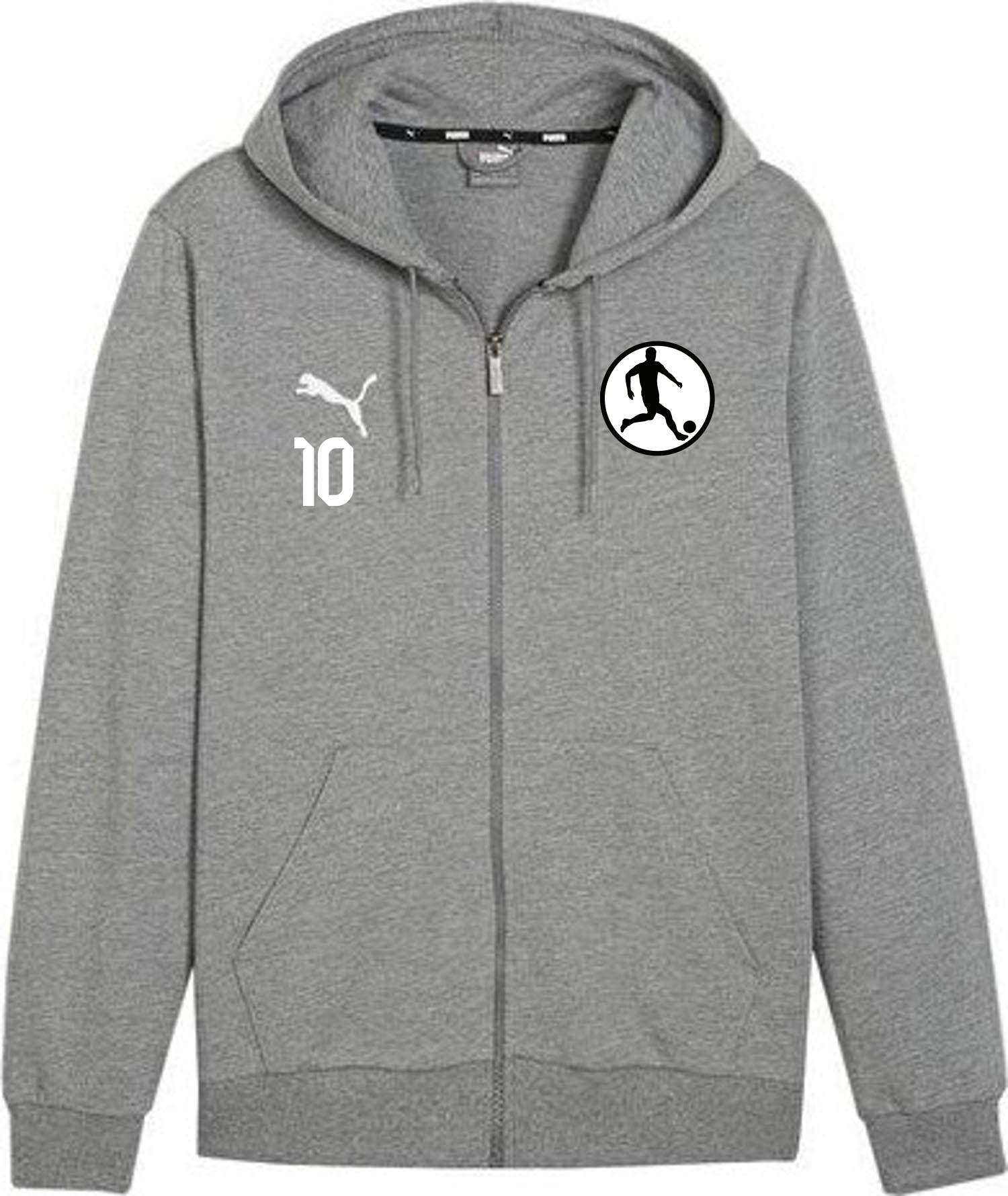 PUMA teamGOAL Casuals Hoody Jacket Grau meliert – Vorderansicht
