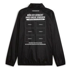 PUMA teamGOAL All Weather Jacket Schwarz – Rückansicht (Sponsorenfläche)