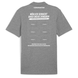 PUMA teamGOAL Casuals Polo Grau meliert – Rückansicht (Sponsorenfläche)