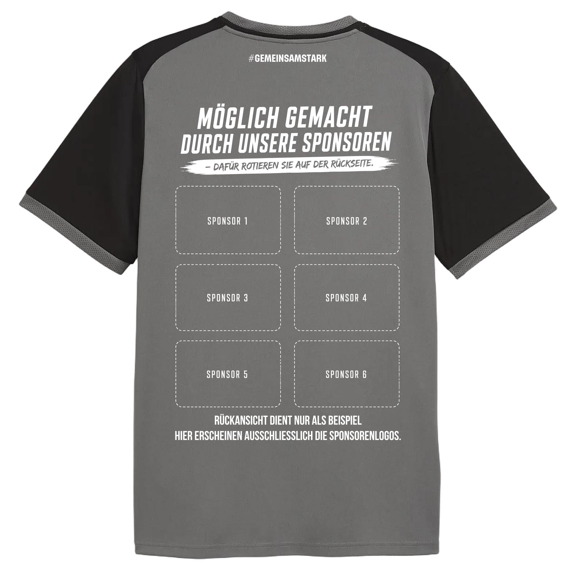 PUMA TeamLIGA26 Matchday Trikot Grau – Rückansicht (Sponsorenfläche)