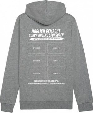 PUMA teamGOAL Casuals Hoody Grau meliert – Rückansicht (Sponsorenfläche)