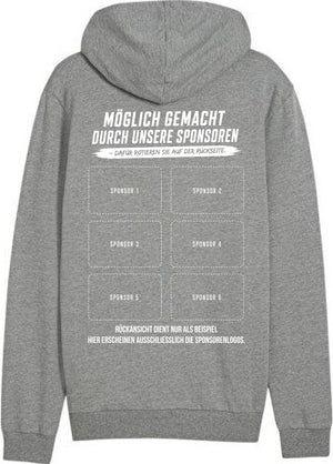 PUMA teamGOAL Casuals Hoody Jacket Grau meliert – Rückansicht (Sponsorenfläche)